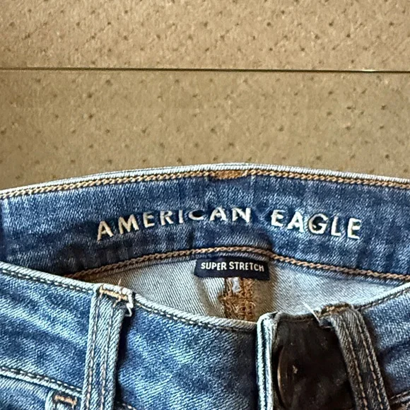 2 Pair American Eagle Outfitters Dark Blue Distressed Jeans - Picture 6 of 7